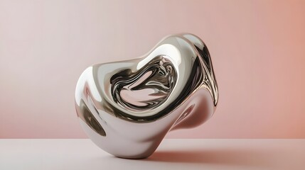 Wall Mural - Abstract Silver Sculpture On Pink Background