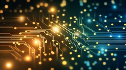 Aufkleber - Abstract representation of a circuit board with glowing lights and lines.