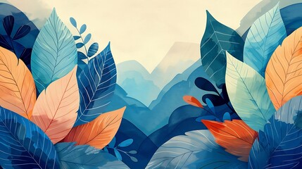 serene mountain landscape with vibrant autumn leaves; nature backdrop for website design