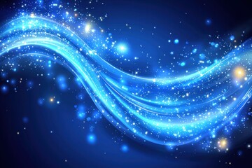 Aufkleber - Luminous Blue Wave with Glowing Particles: An Abstract Motion Design