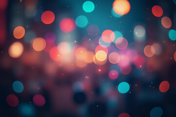 Poster - Grainy blurred colorful bokeh background.