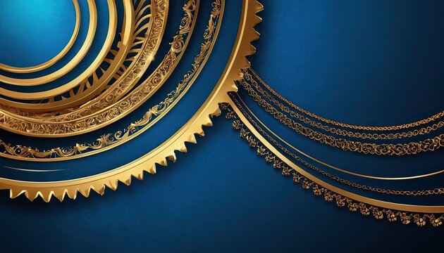 Ornate Golden Frame on Blue Background
