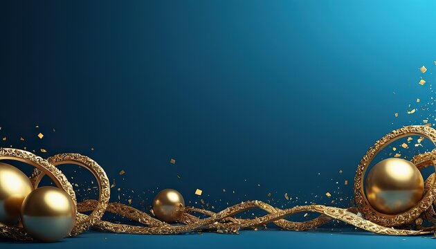 Ornate Golden Frame on Blue Background
