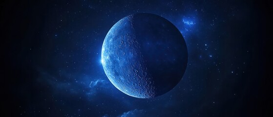 Aufkleber - Mesmerizing Cosmic Sphere in a Deep Blue Nebula: A Celestial Wonder