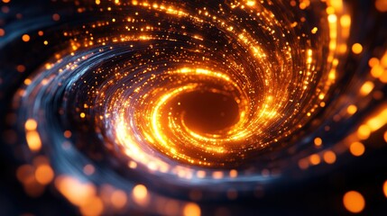 Aufkleber - Mesmerizing Cosmic Swirl of Glowing Particles: Abstract Vortex Background
