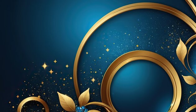 Ornate Golden Frame on Blue Background
