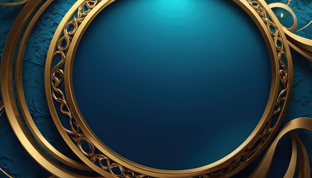 Ornate Golden Frame on Blue Background
