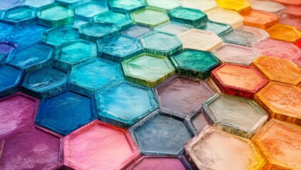 Poster - Colorful hexagonal pattern background.