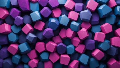 Aufkleber - Abstract background of purple, pink, and blue geometric shapes.