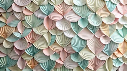 Wall Mural - Abstract Pastel Floral Wall Decor  A Seamless Pattern of Delicate, Pleated Petals in Soft Hues