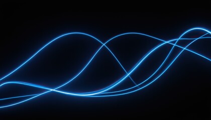 Aufkleber - abstract vector wave lines flowing dynamic in blue colors isolated on black background