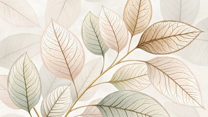 Wall Mural - seamless pattern with leaves