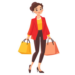 Wall Mural - Woman shopping illustration casual style vector