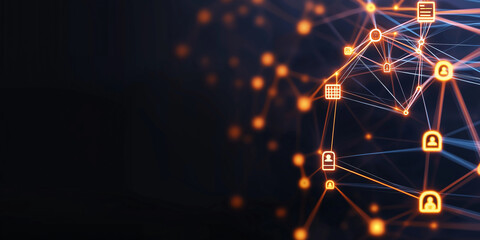 Aufkleber - Network connecting user icons and data blocks representing global communication