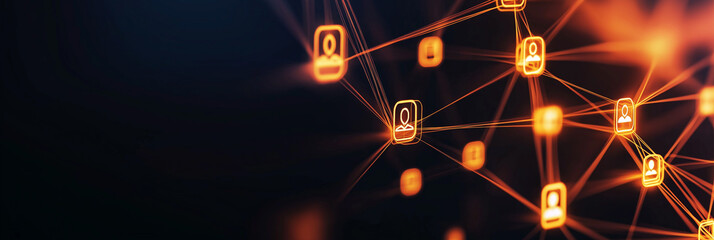 Aufkleber - Network connecting user icons representing global communication and social media