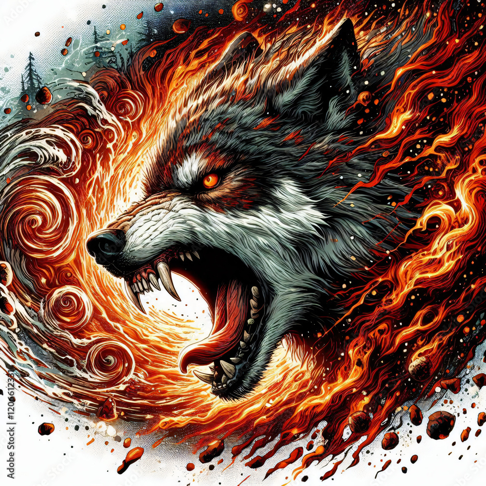 Angry wolf tshirt design. Angry wolf poster illustration. an angry wolf ...