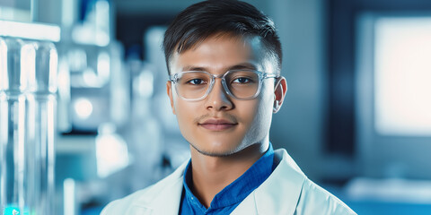 Aufkleber - Portrait of young confident scientist working in modern laboratory