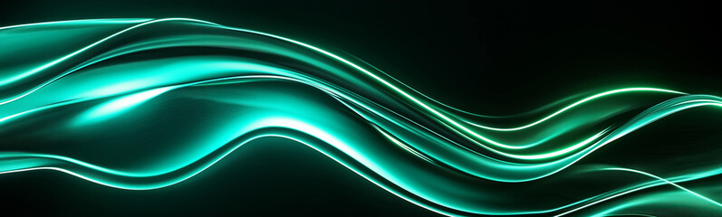 Aufkleber - Abstract turquoise light trails flowing on dark background