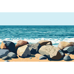 Wall Mural - beach beach rocks illustration vector
