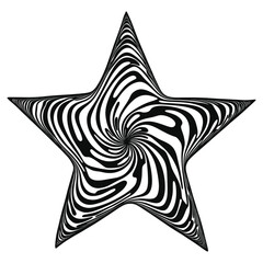 Wall Mural - Star flat line illusion psychedelic zebra black vector