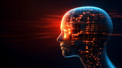 Poster - Artificial intelligence processing data in electronic circuit head
