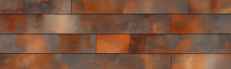 Poster - Rusty metal panels showing a gradient of orange and brown creating an industrial background