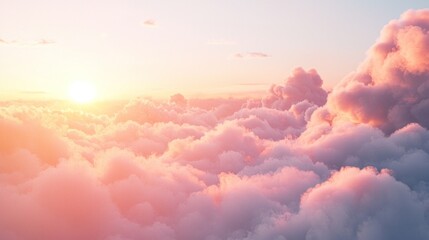 Wall Mural - A Sunset Above the Clouds: A Dreamy Aerial View