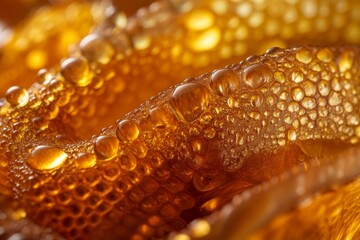 Poster - Close-up of golden, textured surface with water droplets.