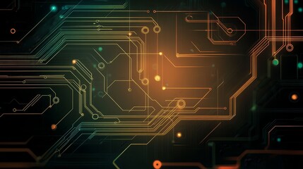 Poster - Abstract digital circuit design with glowing lines and nodes.