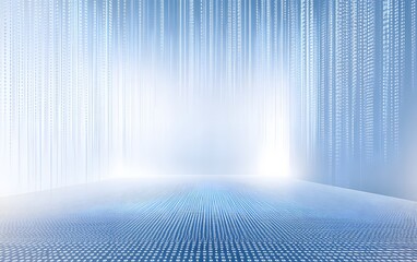 Fototapete - Binary code background, blue and white color, matrix, with lines creating a futuristic atmosphere, conveying a technological atmosphere