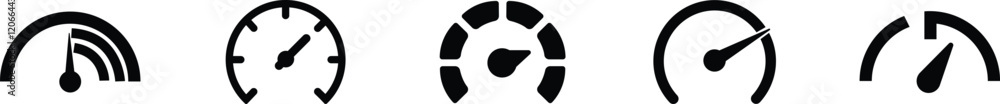 Speedometer icon. Speed indicator icon flat set. Feedback Rating meter ...