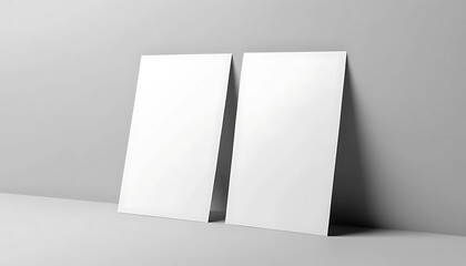 Wall Mural - Two vertical postcard mockup blank paper template. White empty card for design in 3D rendering