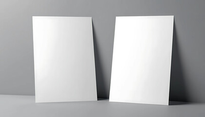 Wall Mural - Two vertical postcard mockup blank paper template. White empty card for design in 3D rendering