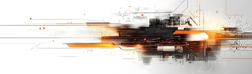 Fototapete - Abstract digital design with dynamic lines and shapes, suggesting motion and technology.