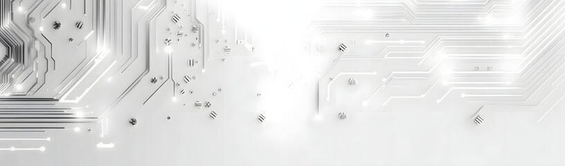 Fototapete - Abstract circuit design with a bright, luminous background, suggesting technology and innovation.