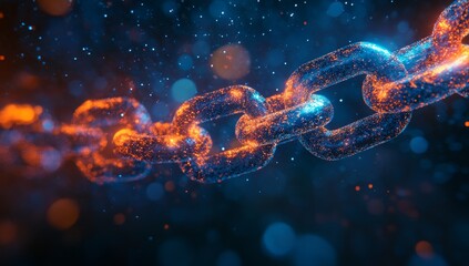 Poster - Glowing particle chain link.