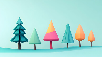 Low-poly trees autumn colors minimalist background website banner