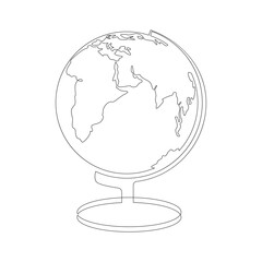 Poster - Globe desktop world map. One continuous drawing line, logo single hand drawn art doodle isolated minimal illustration.