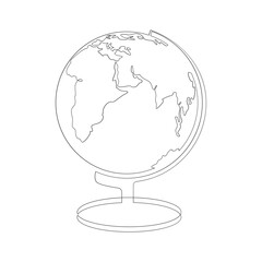 Poster - Globe desktop world map. One continuous drawing line, logo single hand drawn art doodle isolated minimal illustration.