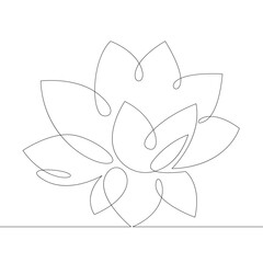 Wall Mural - Living vegetable symbol of lotus flower . One continuous drawing line, logo single hand drawn art doodle isolated minimal illustration.