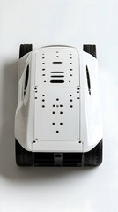Poster - White robot, studio shot, rear view, clean background, tech demo