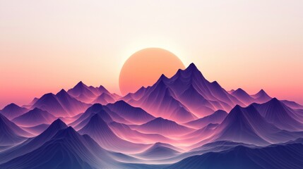 Wall Mural - Majestic Sunset Over Purple Mountains: A Serene Landscape
