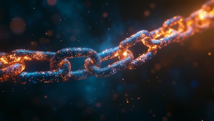 Poster - Glowing chain links, connection, energy.