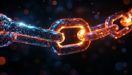 Poster - Glowing chain links, energy, connection, technology.