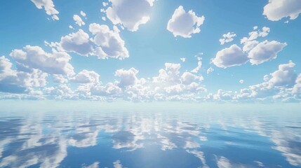 Wall Mural - Serene Seascape: A Tranquil Reflection of Clouds and Sky