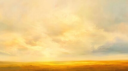 Wall Mural - Golden Sunset over Serene Plains: A Peaceful Landscape