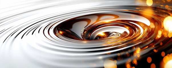 Poster - Abstract swirl pattern with golden light and silver ripples