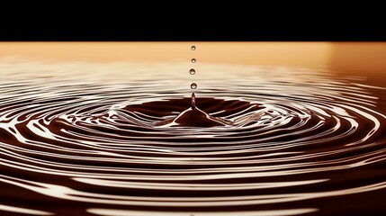 Poster - Water Drop Creating Ripples in Calm Liquid Surface at Dawn