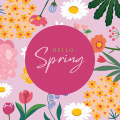 Wall Mural - cute flower background with spring holiday for square design