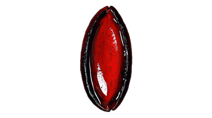 Poster - Close-up of a Vibrant Red Shell with Glossy Finish Displaying Intricate Details and Natural Texture Perfect for Nature and Marine Life Themes